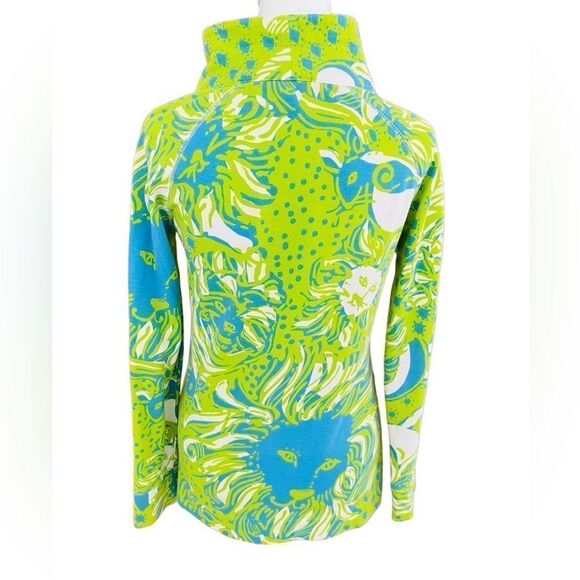 Lilly Pulitzer Green /Blue Roar Of The Jungle Skipper Popover Half Zip Top Sz XS - Picture 4 of 8